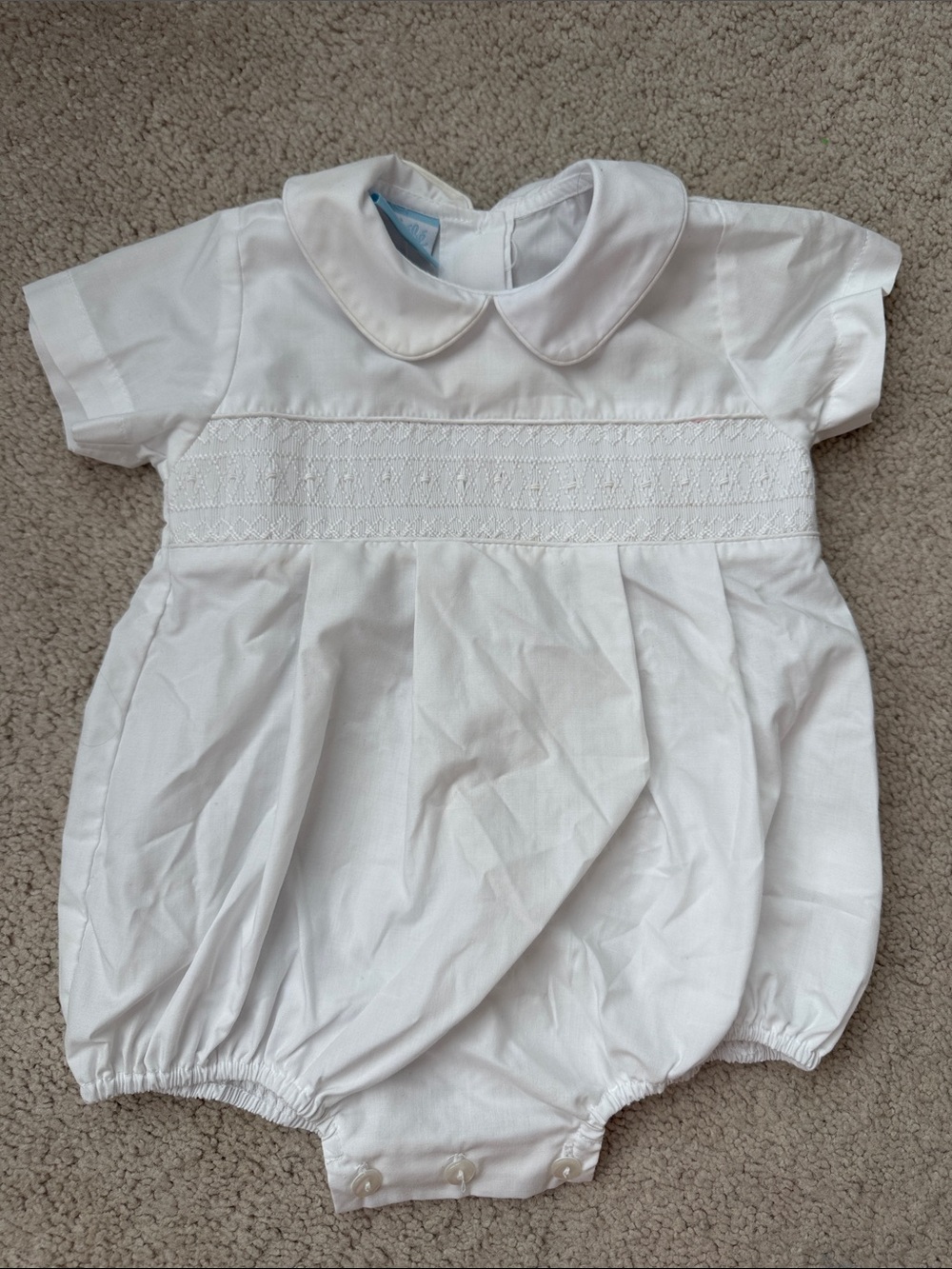 Classic White Smocked Baby One-Piece bubble